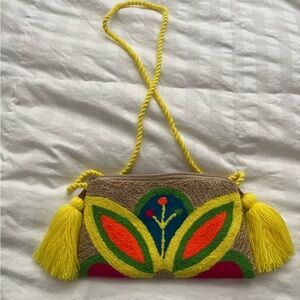 Colorful Embroidered Clutch with Tassels